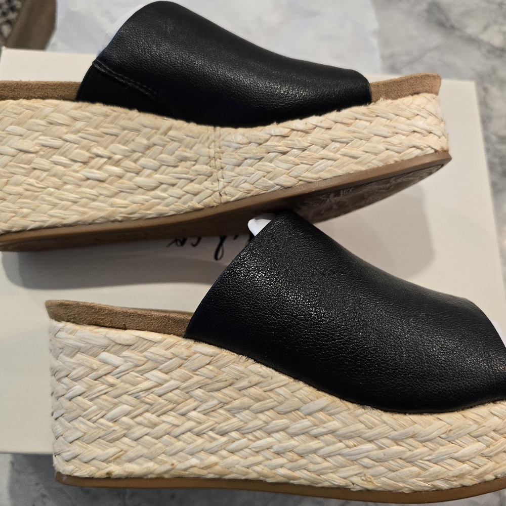 Slip on espadrille wedge sandals,  size 7